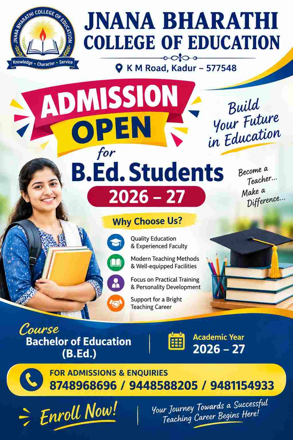 ADMISSION  OPEN FOR B.Ed students 2026-27